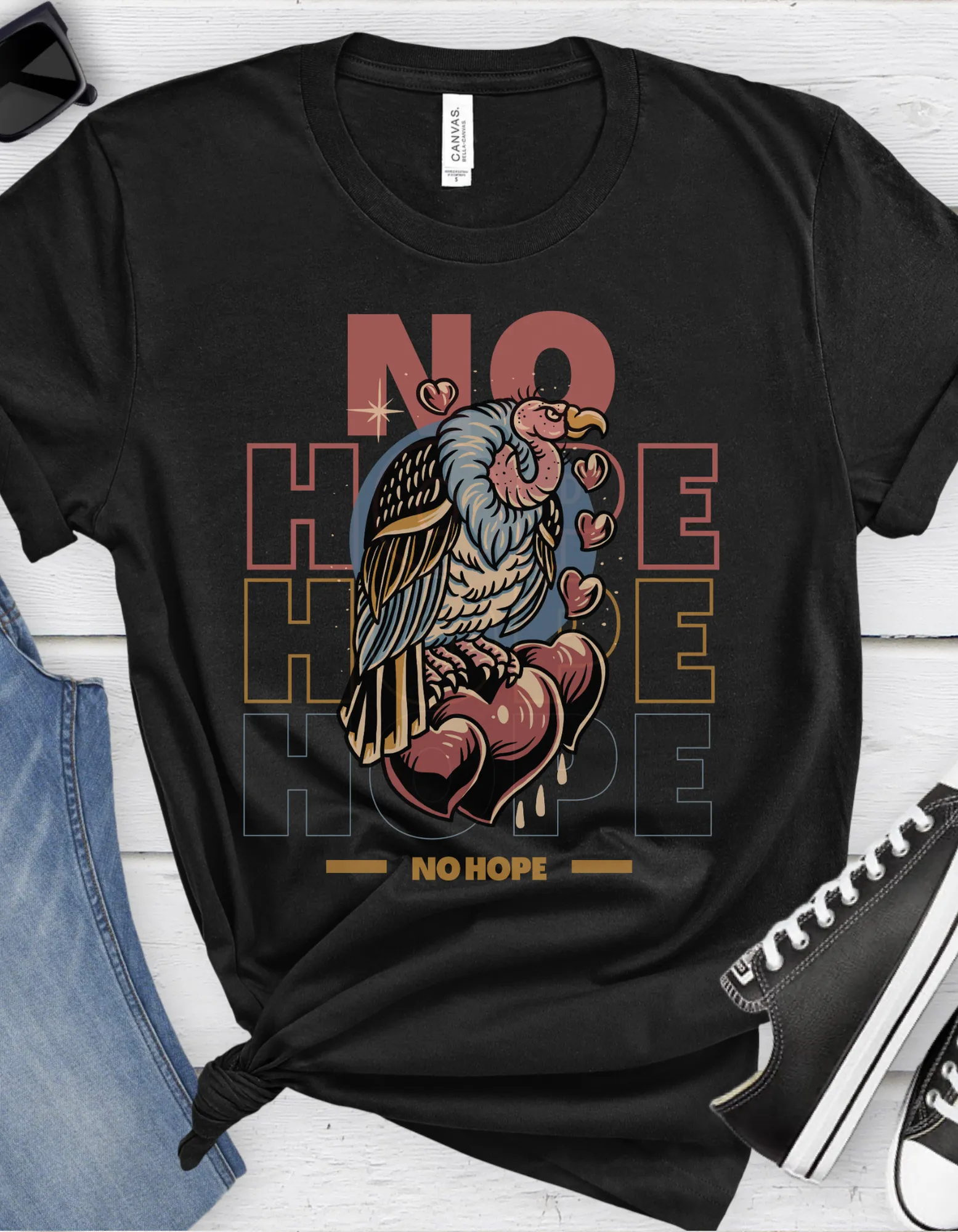 No Hope Vulture Tattoo T-shirt / Traditional Tattoo Tee Shirt / Punk Rock Clothing Tshirt Rockabilly Psychobilly Freak Goth