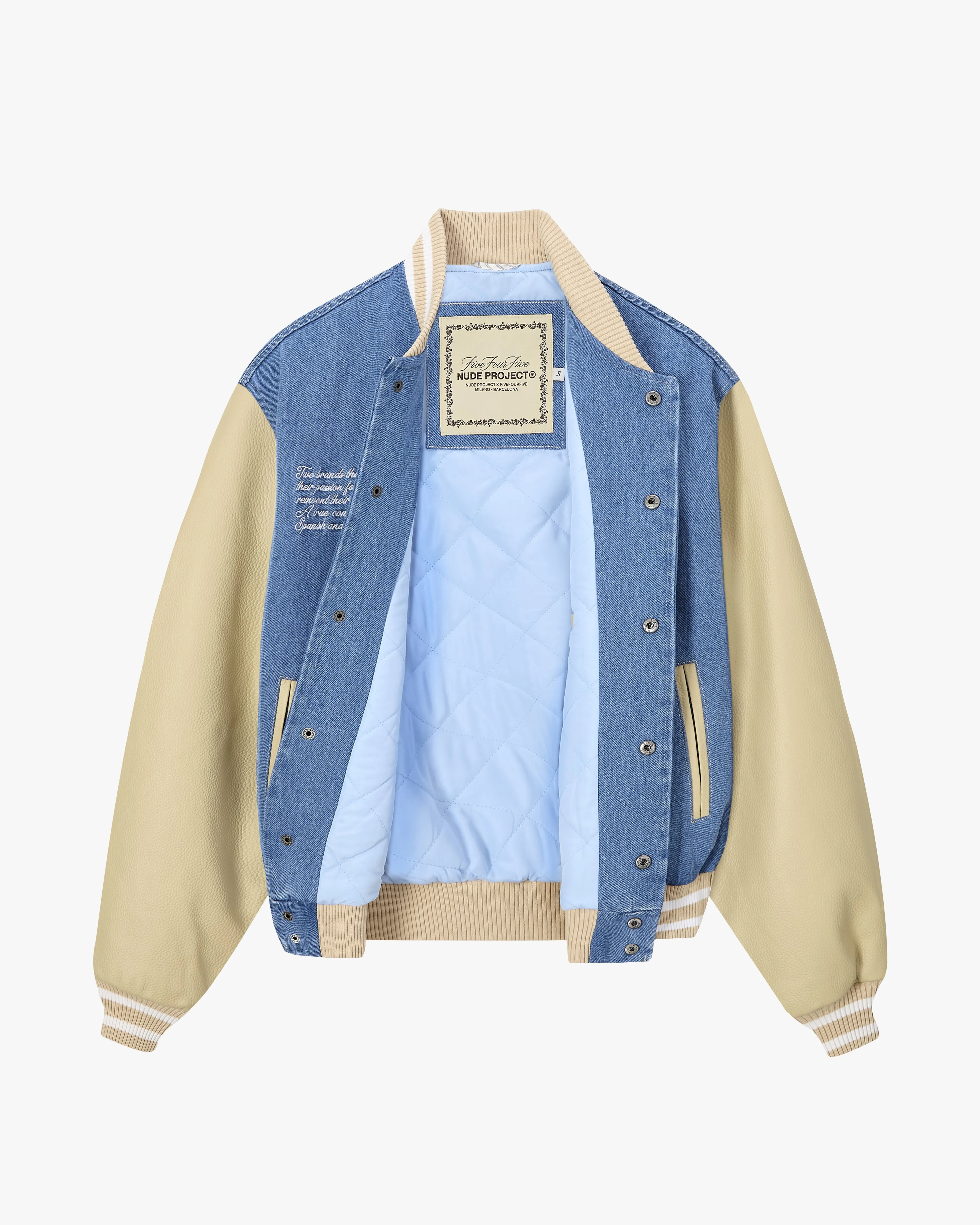 NUDE PROJECT x 545 DENIM VARSITY JACKET