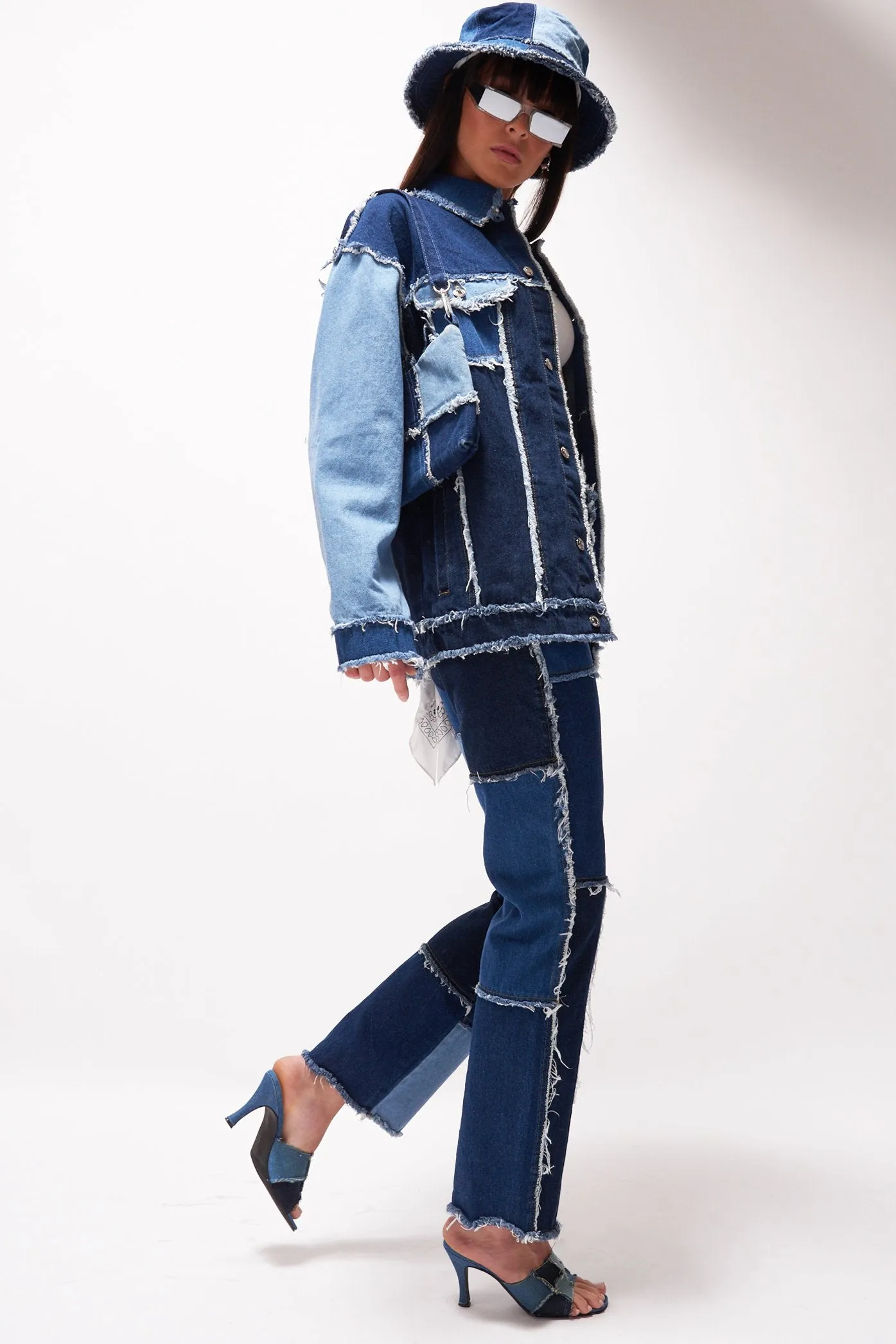 Oversized Patchwork Denim Jacket