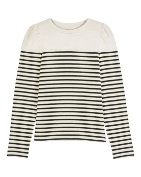 Palki Striped Long Sleeve Knit Top (Ecru)