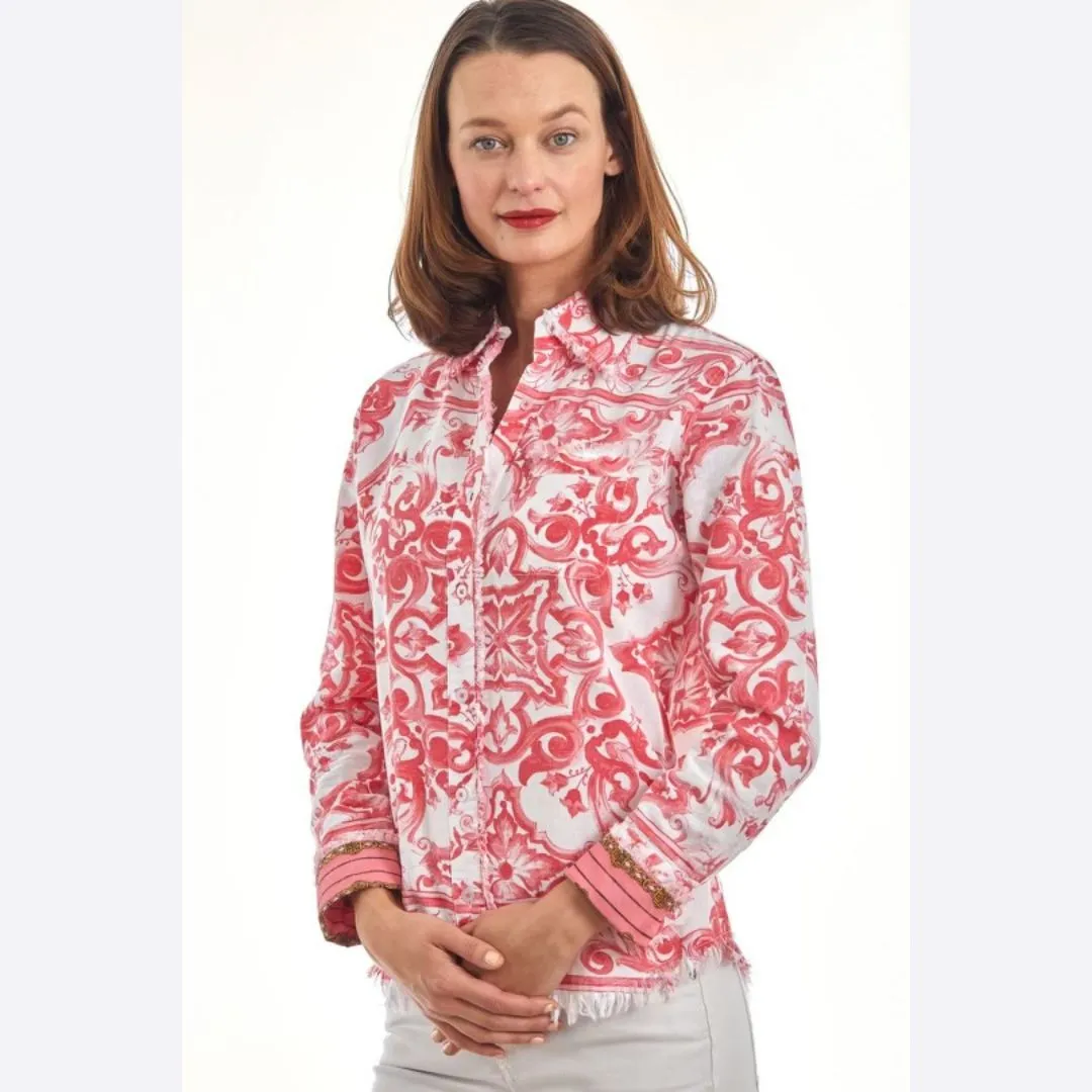 Pink & White Tile Print Shirt