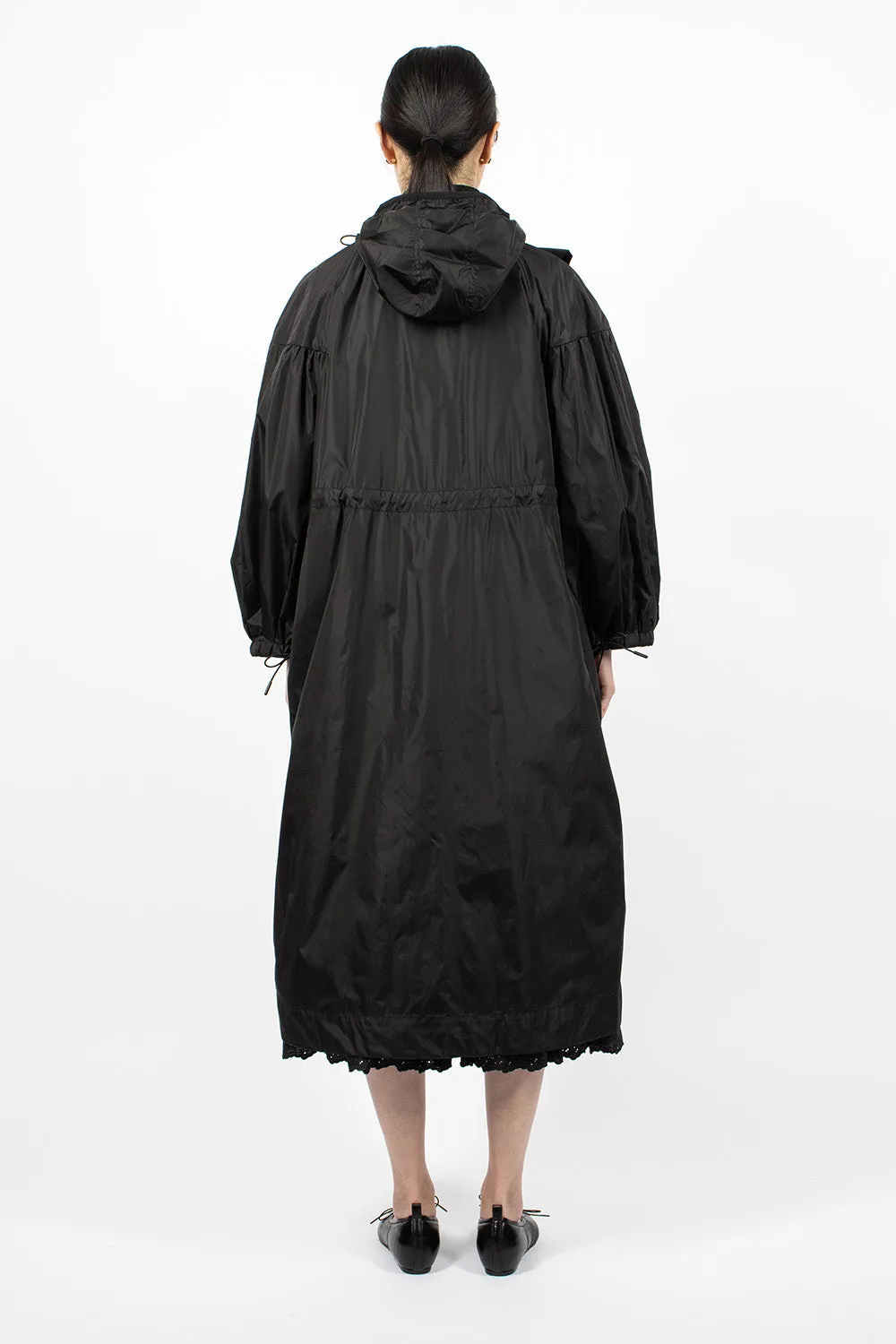 Pressed Rose Puff Sleeve Coat Black