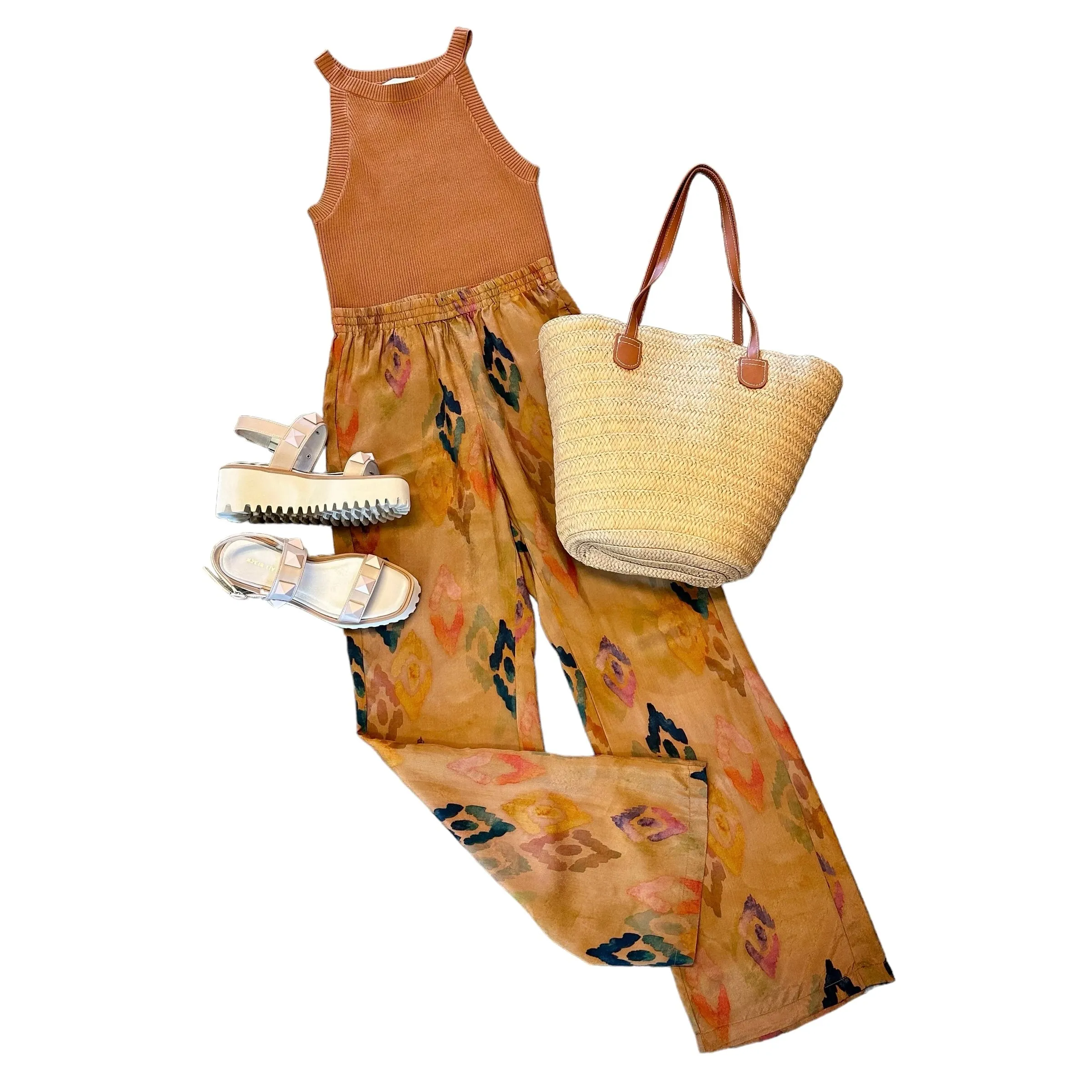 Printed Tank Top in caramel by See U Soon