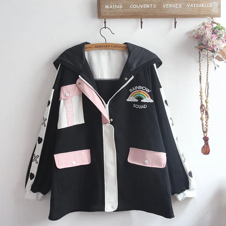 Rainbow Embroidery Hoodie Jacket AD12262