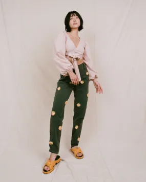 Remade Vintage Flower Denim Pants (S/M)