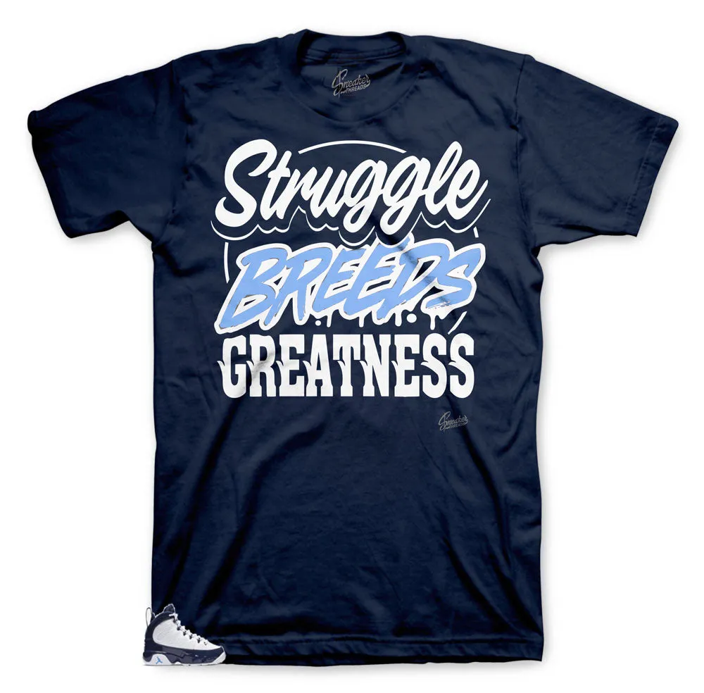 Retro 9 University Blue All Star Shirt - Struggle Breeds - Navy