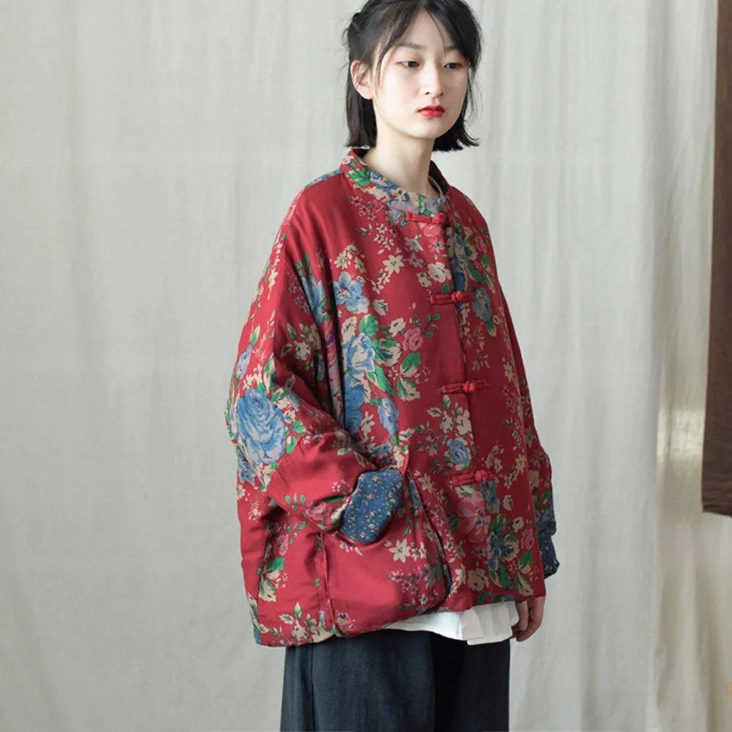 Retro Ethnic Floral Winter Cotton Jacket