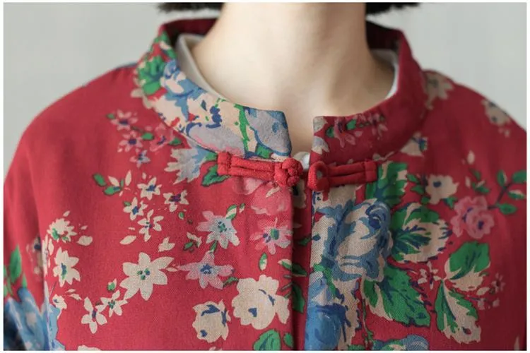 Retro Ethnic Floral Winter Cotton Jacket