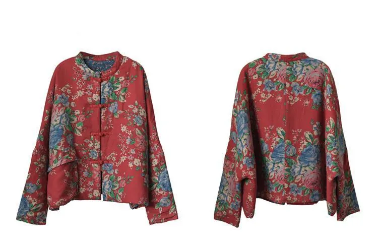 Retro Ethnic Floral Winter Cotton Jacket