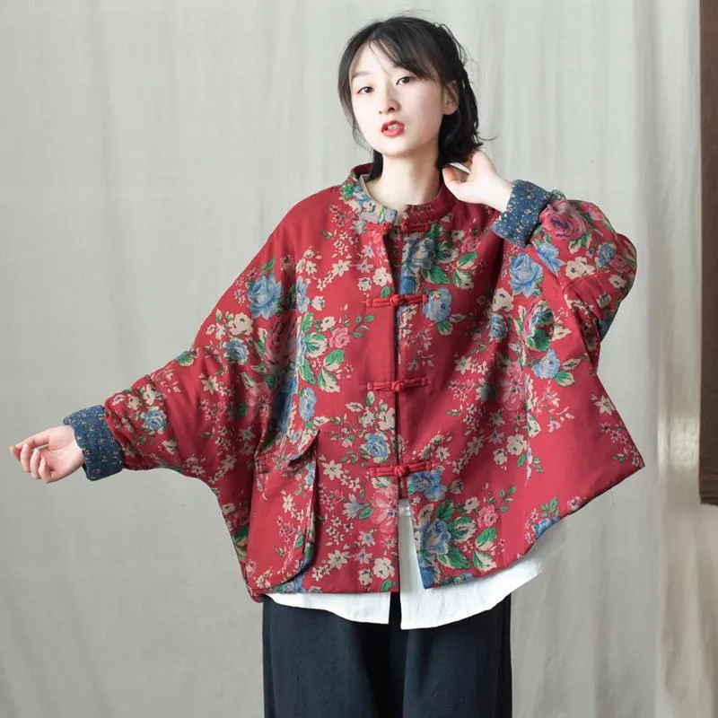 Retro Ethnic Floral Winter Cotton Jacket