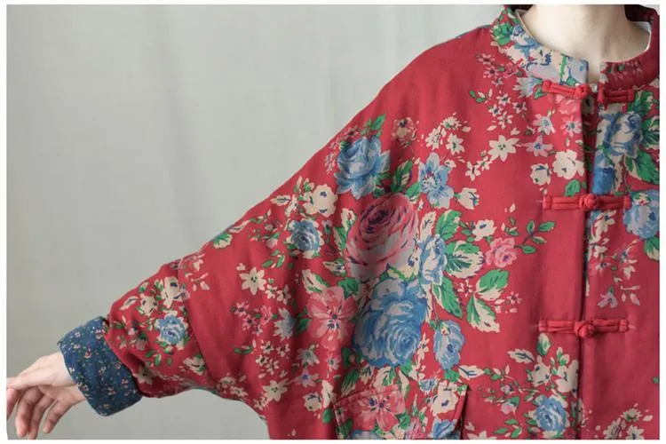 Retro Ethnic Floral Winter Cotton Jacket