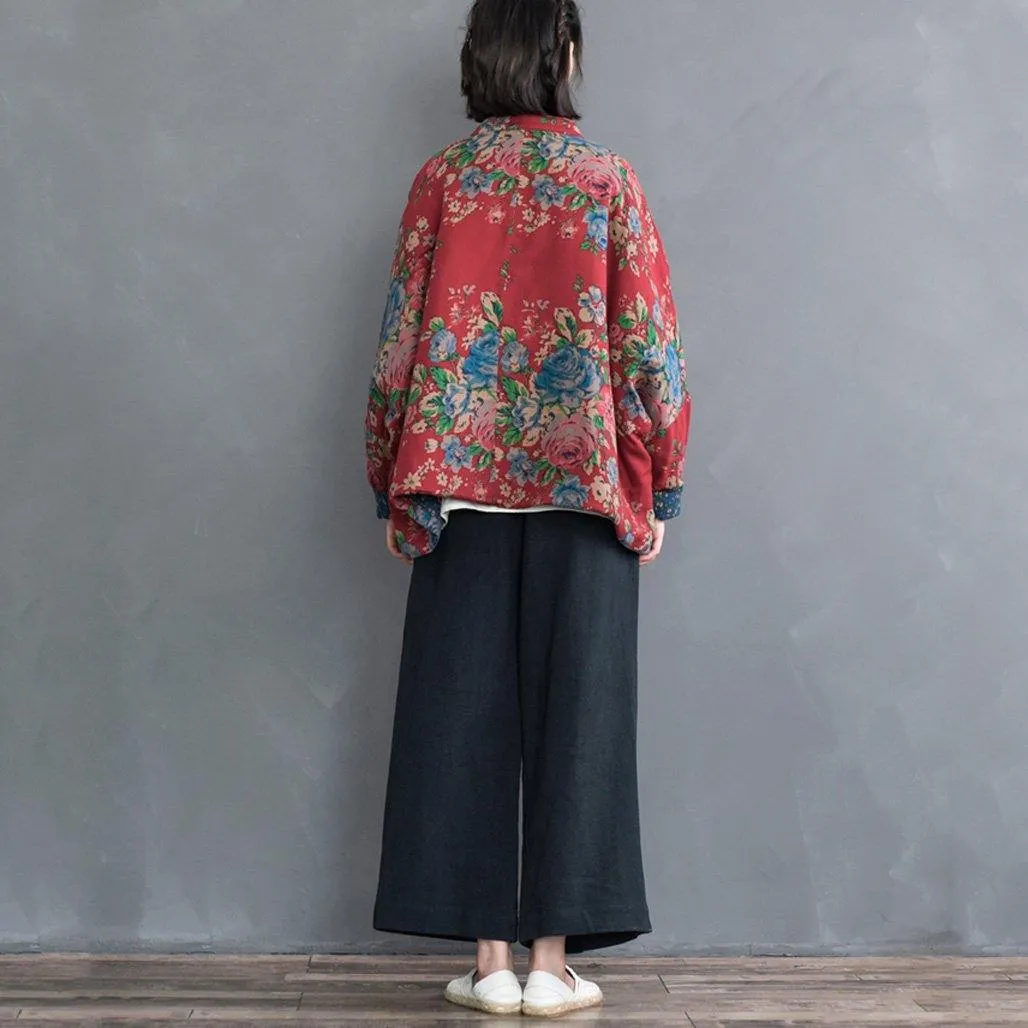 Retro Ethnic Floral Winter Cotton Jacket