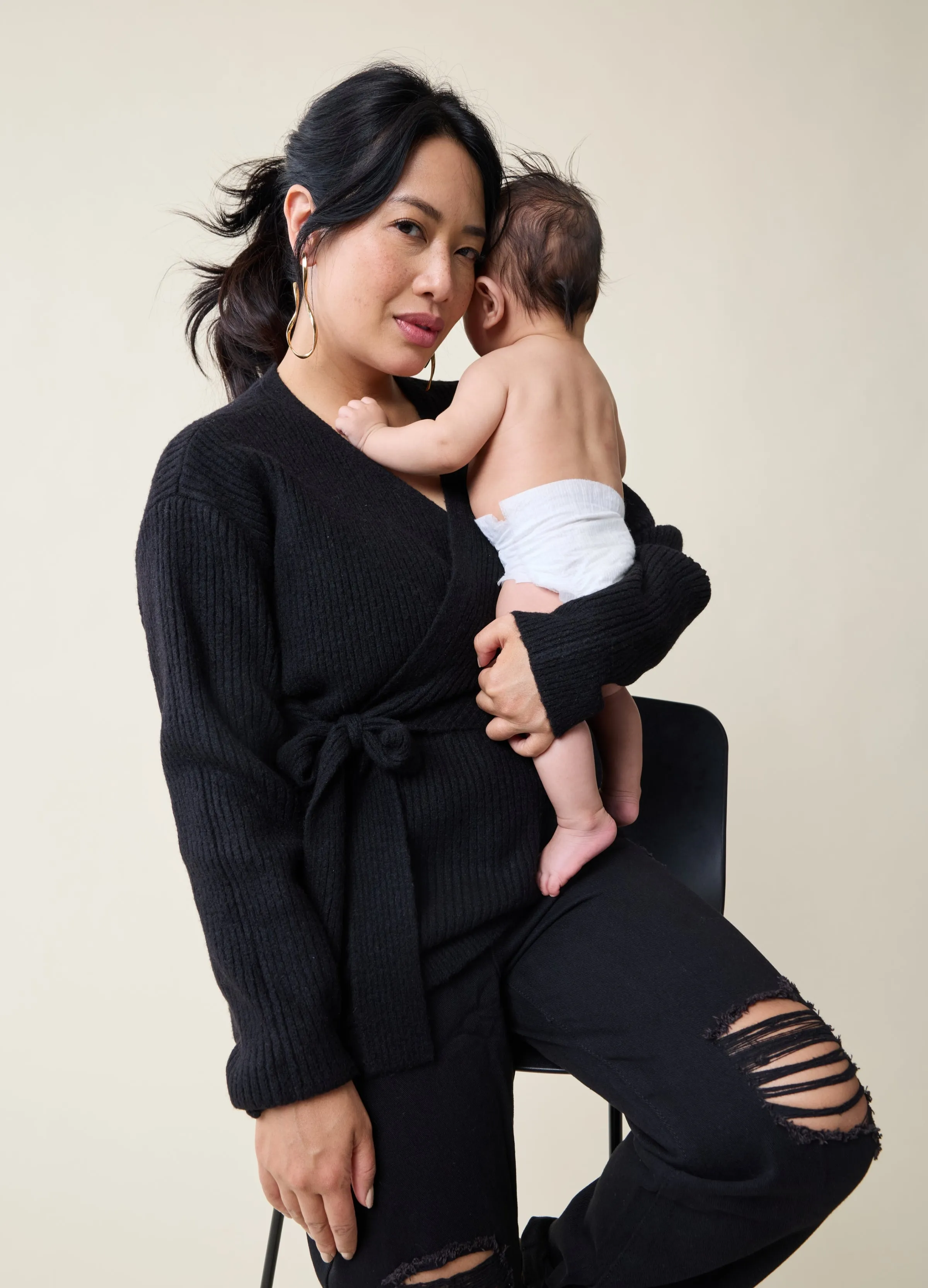 Side Tie Nursing   Maternity Sweater