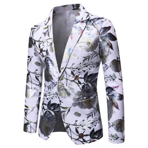 Slim Fit Vintage Blazer Jacket Men's - White