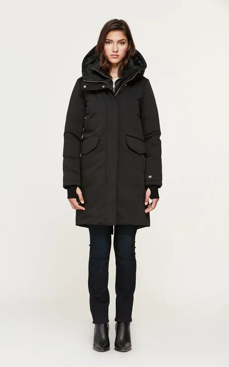 SOIA & KYO WOMENS PAYTON STRAIGHT-FIT CLASSIC DOWN COAT BLACK