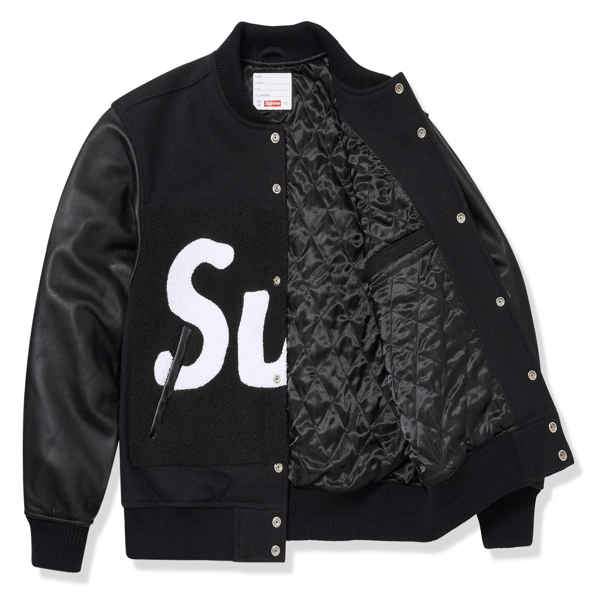 Supreme Big Logo Chenile Black Varsity Jacket