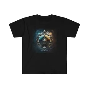 Symmetry of Worlds : Embrace the Perfect Balance of Order and Chaos - Visionary Psychedelic Ai Art Men's and Women's Unisex Soft Style T-Shirt for Festival and Street Wear