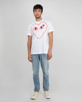 T100 RED HEART OUTLINE T-SHIRT / WHITE