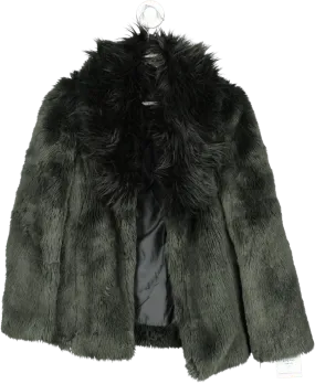 Topshop Grey Faux Fur Coat UK 6