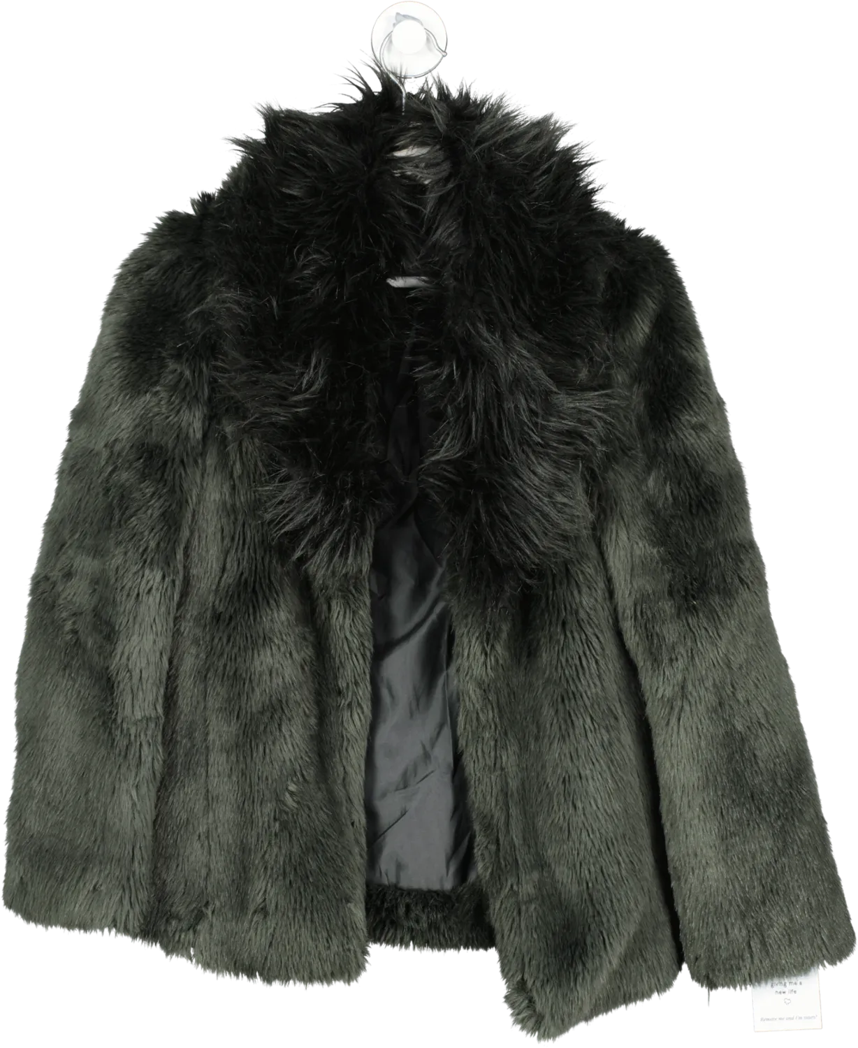 Topshop Grey Faux Fur Coat UK 6