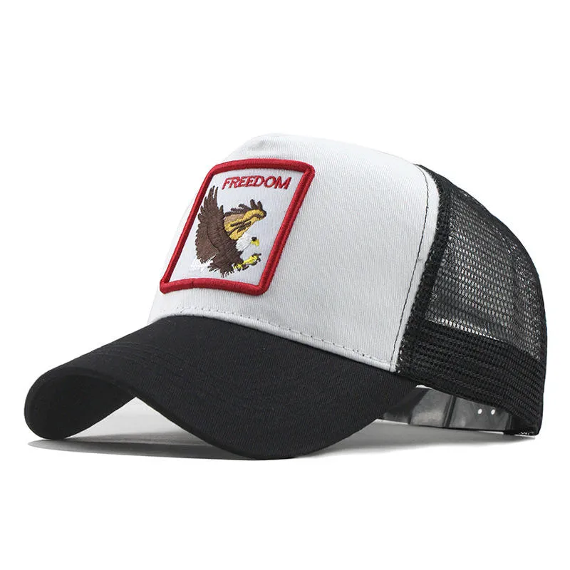 Unisex Cartoon Print Baseball Cap Animal Embroidery Baseball Cap Vintage Adjustable Snapback Hat