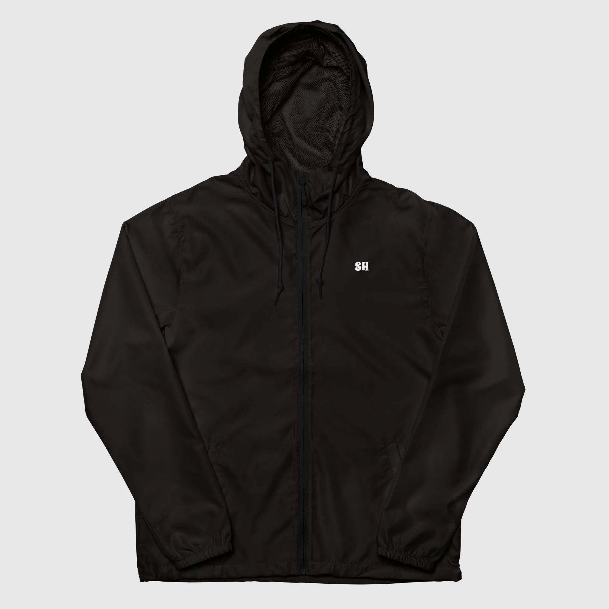 Unisex lightweight zip up windbreaker - Black