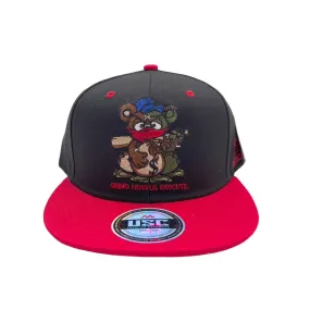 US Cotton Grind Hustle Execute Snapback Hat (Black/Red) / 2 for $15