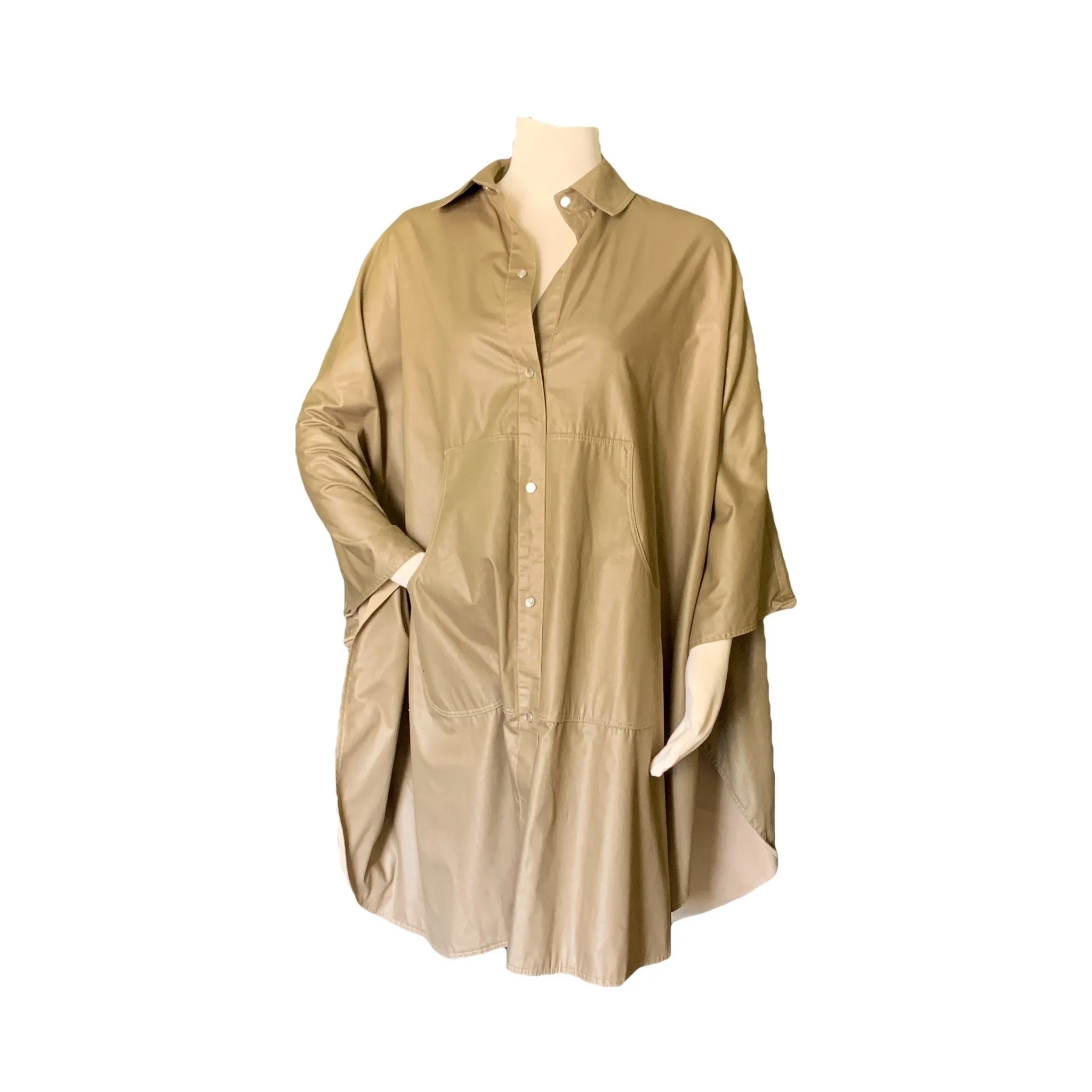 Vintage Tan Poncho Cape by Bonnie Cashin with Cotton Lining. Utilitarian Style with Pockets.