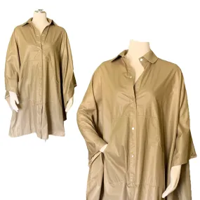 Vintage Tan Poncho Cape by Bonnie Cashin with Cotton Lining. Utilitarian Style with Pockets.