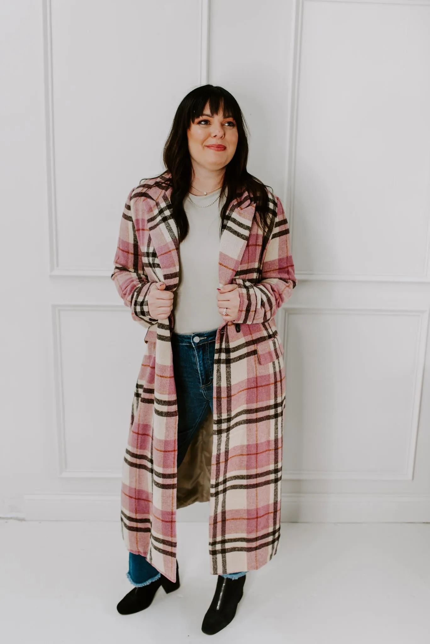 Winding Roads Plaid Midi Coat