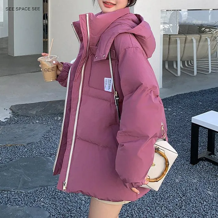 Women Oversize Hooded Short Quilted Puffer Parka Coat Winter Warm Jacket