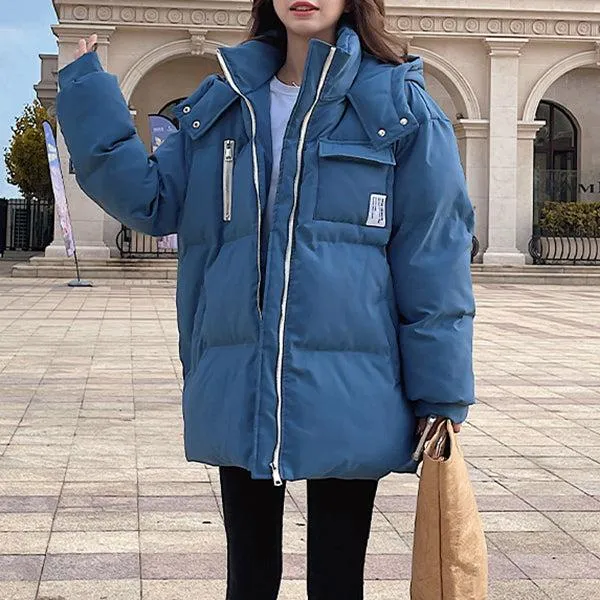 Women Oversize Hooded Short Quilted Puffer Parka Coat Winter Warm Jacket