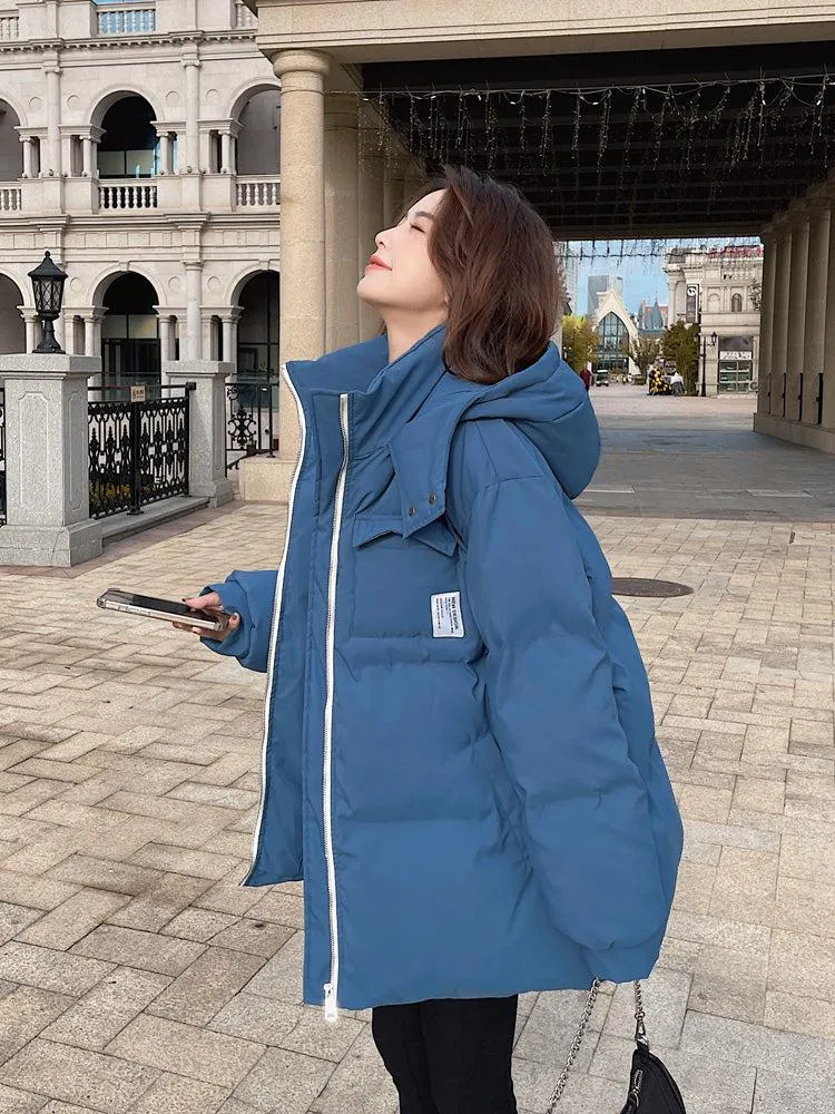 Women Oversize Hooded Short Quilted Puffer Parka Coat Winter Warm Jacket