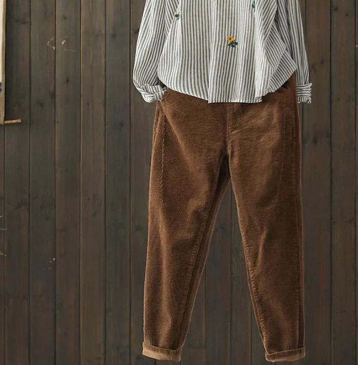 BABAKUD Autumn Retro Corduroy Casual Harlan Pants Women