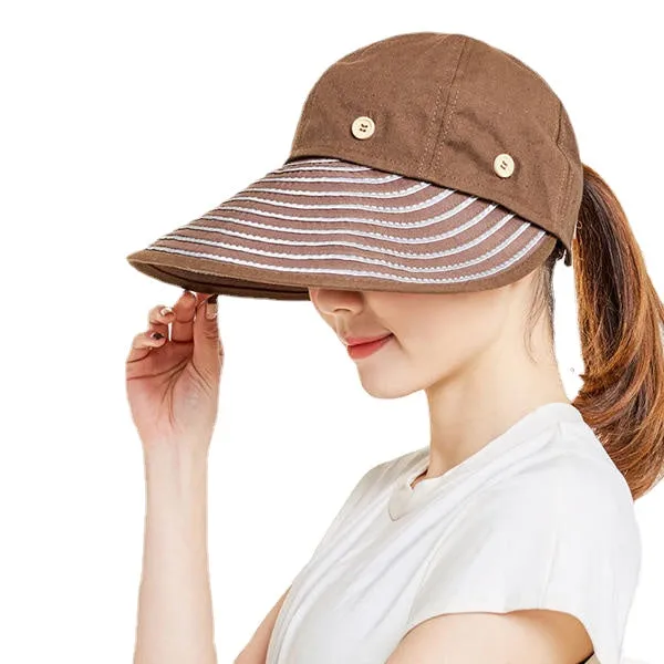 Women Summer Sunshade Sun Hat Removable Top Adjustable Outdoor Gardening Caps