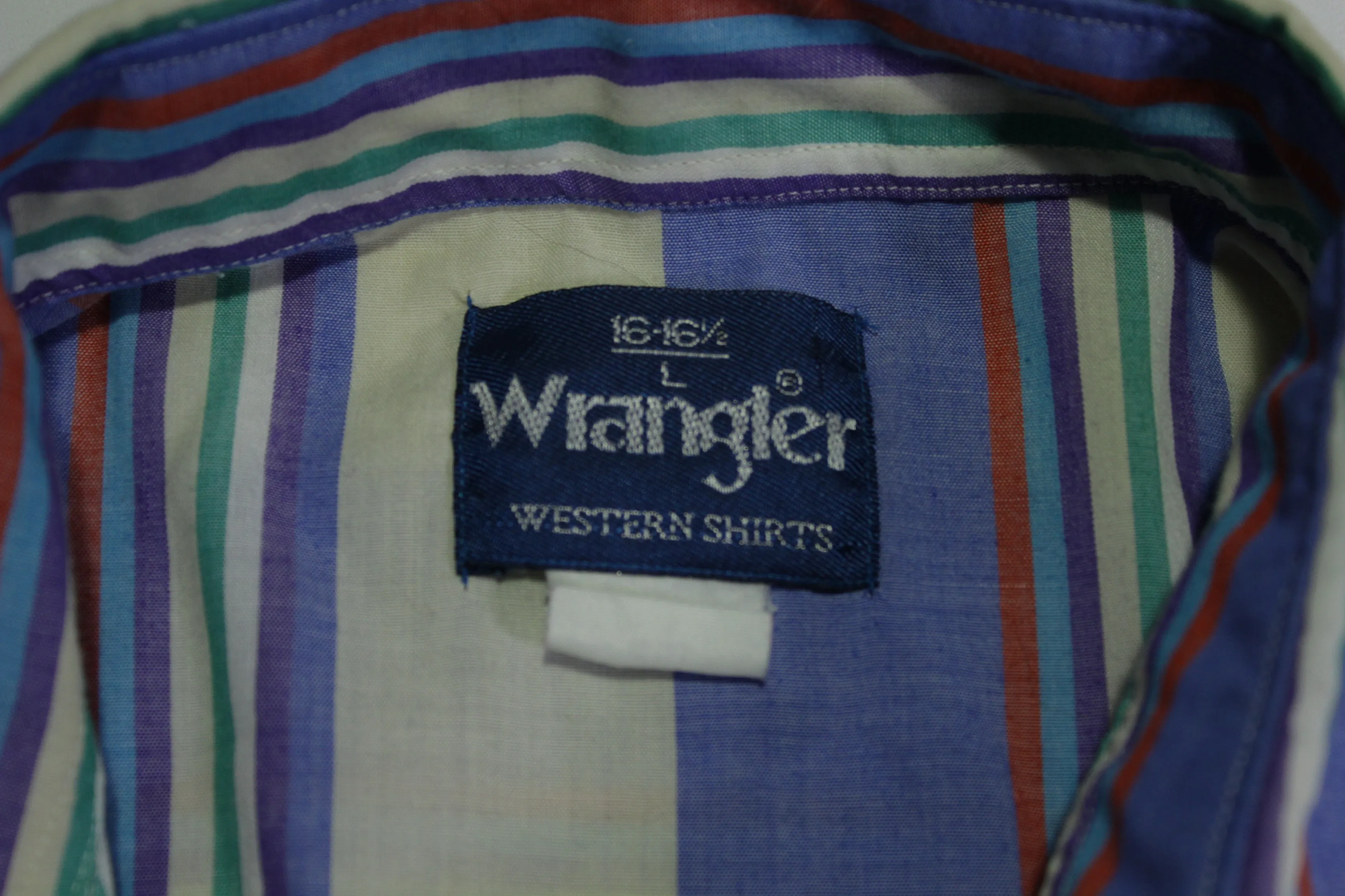 Wrangler Vintage 90's Striped Pearl Snap Western Button Up Shirt