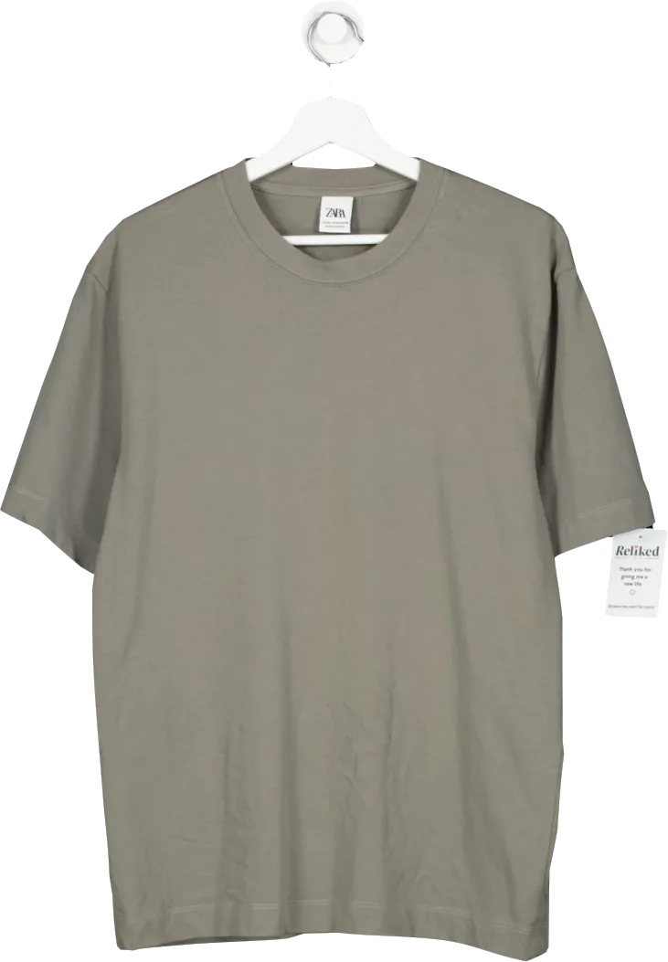 ZARA Grey Basic T Shirt UK M